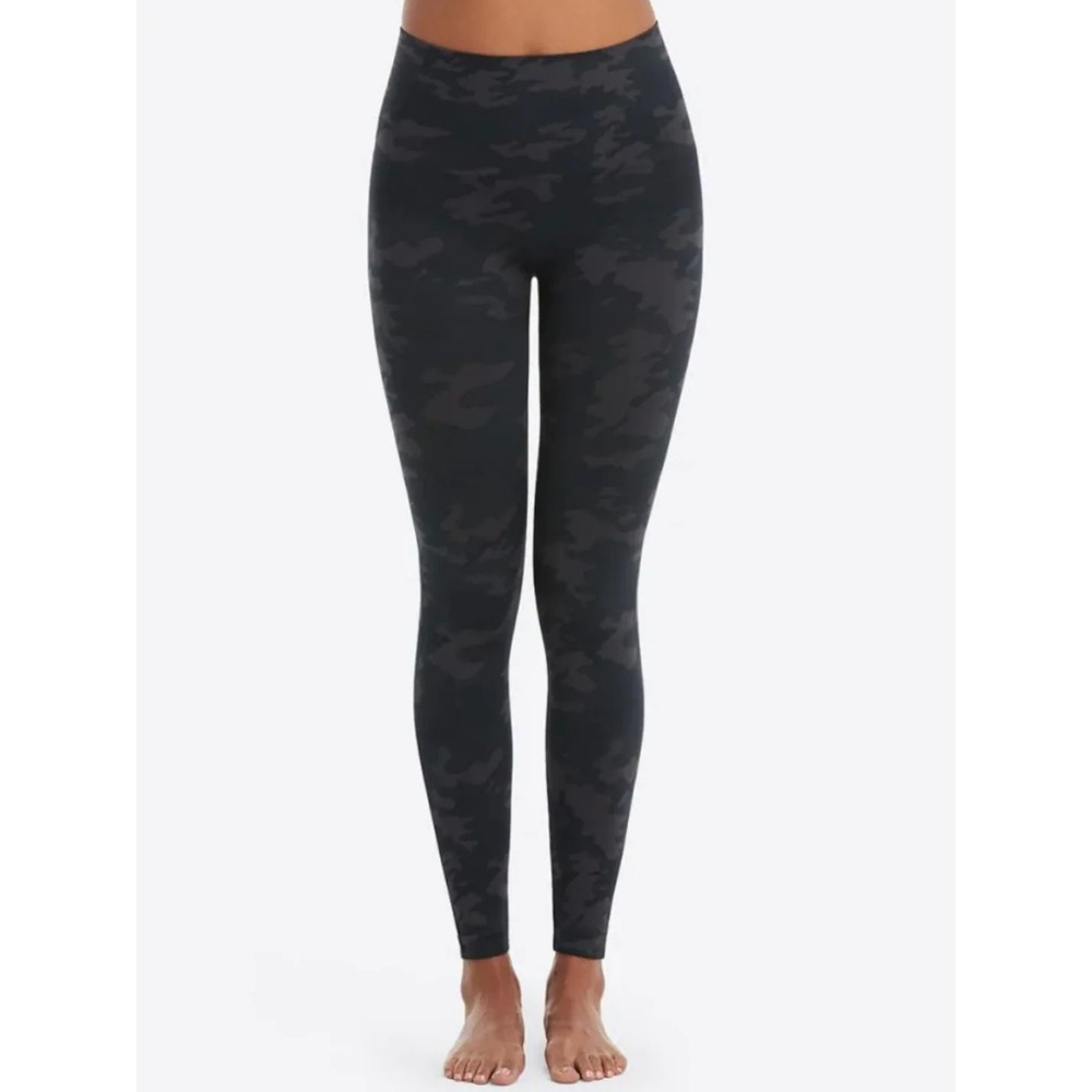 Spanx Look at Me Now Seamless Leggings XL Black Grey Camo High Waist Leggings